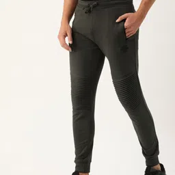 The Indian Garage Co Men Grey Solid Pleated Detail Joggers-image-86