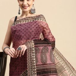 SHANVIKA Floral Pure Cotton Block Print Saree-image-25