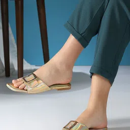 Inc 5 Women Buckled Open Toe Flats-image-82