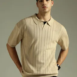 DENNISON Men Oversized Polo Collar Knitted T-Shirt-image-8