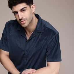 The Roadster Life Co. Relaxed Fit Self Design Velvet Finish Casual Shirt-picture-8