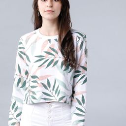 Tokyo Talkies Women White & Green Printed Sweatshirt-image-59