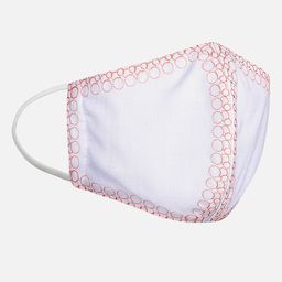 Anekaant Women White & Coral Orange Embroidered 3-Ply Reusable Cloth Mask-15