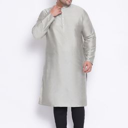 KISAH PLUS Men Grey Solid Straight Kurta-41