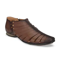 Hitz Men Brown Leather Shoe-Style Sandals-picture-26