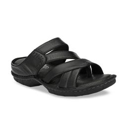 Hitz Men Black Leather Comfort Sandals-picture-18