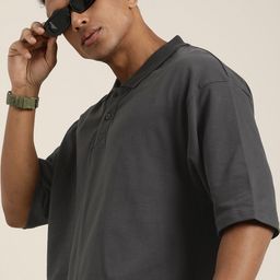 DILLINGER Men Solid Oversized Polo Collar T-shirt-image-13