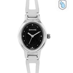 Sonata Women Black Dial Watch 8085SM01-39