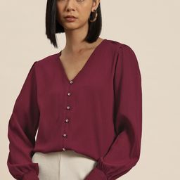 INVICTUS Puff Sleeve Crepe Shirt Style Top-picture-17