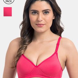 KOMLI Pack Of 2 Pink Solid Non-Wired Lightly Padded Everyday Bra K-9555-2PC-DPK-28B-picture-19