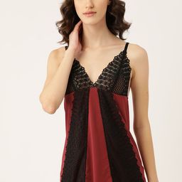 ETC Black & Maroon Lace Baby Doll-29