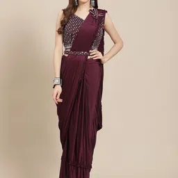 Grancy Burgundy Ready to Wear Saree-picture-17