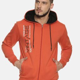 IVOC Men Rust Orange Printed Hooded Sweatshirt-image-30