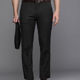 Louis Philippe Men Charcoal Black Checked Slim Fit Formal Trousers-picture-23