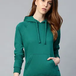 Roadster Women Green Solid Hooded Sweatshirt-image-15