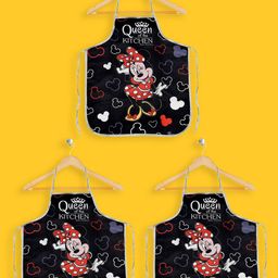 Kuber Industries Unisex Pack Of 3 Black & Red Printed Silk Apron-35