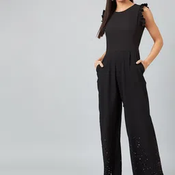 Athena Women Black Solid Basic Jumpsuit-picture-12