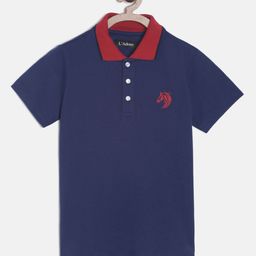 LAdore Boys Blue Solid Polo Collar Mercerized Pure Cotton T-shirt-image-85