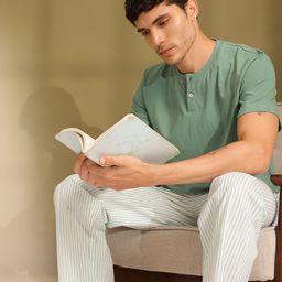 ETC Men Striped Pure Cotton Night Suit-image-71