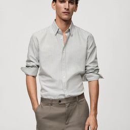MANGO MAN Textured Striped Casual Shirt-image-55