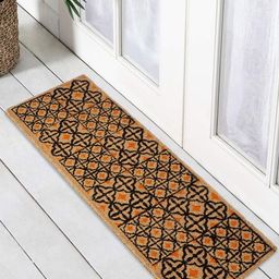 HOKIPO Brown & Black Printed Anti-Skid Coir Doormat-13