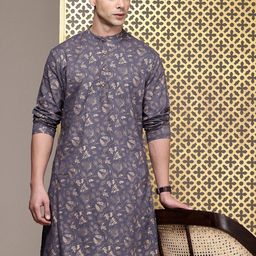 House of Pataudi Rozana Ethnic Motifs Printed Indie Florals Pure Cotton Kurta-picture-19
