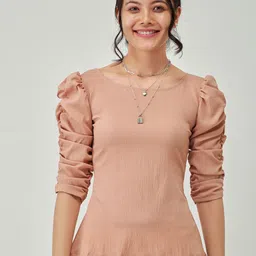 AASKRuched Puff Sleeves Regular Top-image-80