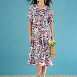 CORSICA Print Puff Sleeve A-Line Midi Dress-picture-35