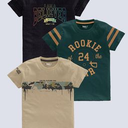 BAESD Boys Pack Of 3 Printed Pure Cotton T-shirt-image-70