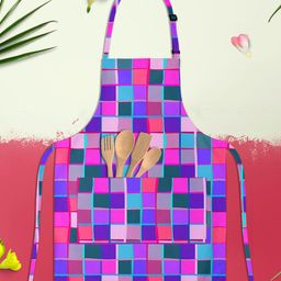 ArtzFolio Purple & Blue Printed Pure Cotton Apron-image-60