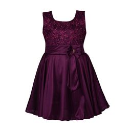 Wish Karo Girls Purple Embroidered Fit and Flare Dress-image-23
