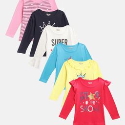 Eteenz Girls Pack of 6 Printed Pure Cotton T-shirts-picture-36