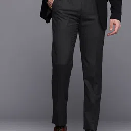 Raymond Men Checked Slim Fit Formal Trousers-image-11