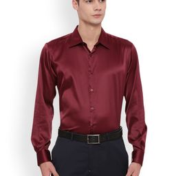 Basics Men Maroon Slim Fit Solid Formal Shirt-image-47