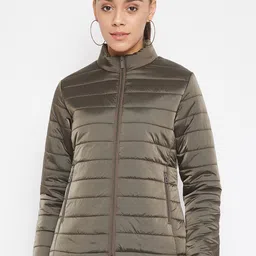 Crimsoune Club Women Olive Green Lightweight Puffer Jacket-image-81