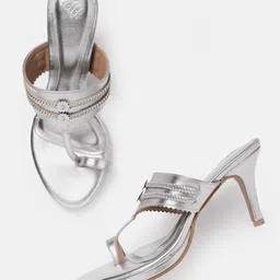 House of Pataudi Open Toe Woven Design Slim Heels-21