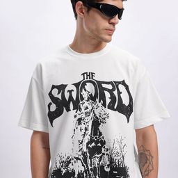 glitchez Graphic & Typography Printed Drop-Shoulder Sleeves Oversized T-shirt-image-88