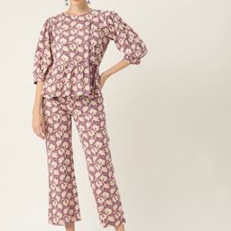 MISRI Women Pure Cotton Printed Top With Trousers-image-40