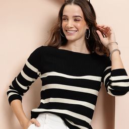 Mast & Harbour Striped Boat Neck Pullover Sweater-image-13