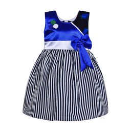 Wish Karo Girls Blue Striped Fit and Flare Dress-image-66