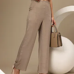 Chemistry Women Textured Straight Fit High-Rise Trousers-picture-48