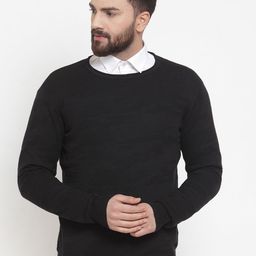 ARMISTO Men Black Self Design Lightweight Pullover Sweater-picture-4