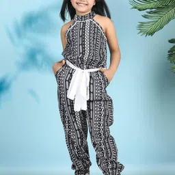 Cutiekins Girls Halter Neck Printed Basic Jumpsuit-image-60