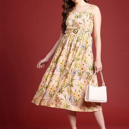 all about you Floral Print Midi Fit & Flare Dress-image-97