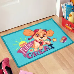 Saral Home Turquoise Blue & Brown Paw Patrol Skye Print Anti-Skid Doormat-49