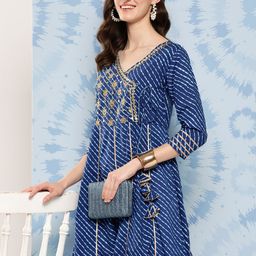 Yufta Embellished A-Line Midi Pure Cotton Ethnic Dress-image-65
