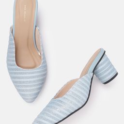 Van Heusen Woman Striped Block Heel Mules With Glittery Effect-10