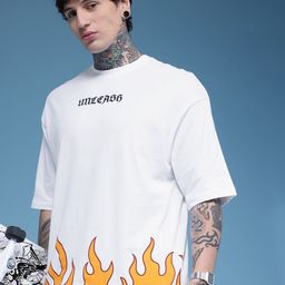 HERE&NOW Graphic Printed Pure Cotton Oversized T-shirt-picture-28