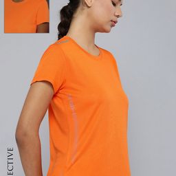 HRX by Hrithik Roshan Women Orange Printed Rapid-Dry T-shirt with Reflective Strips-image-41