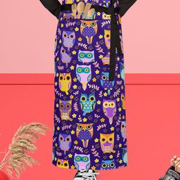ArtzFolio Violet & Yellow Blue Printed Cotton Waist Apron-52